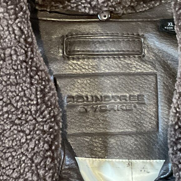 Roundtree & Yorke Lamb Skin Leather Jacket SZ XL Flight Fur Pilot Aviator Brown - Picture 15 of 16